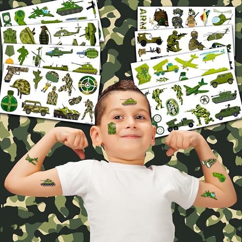 96 Military Temporary Tattoos - Camo Army Party Favors