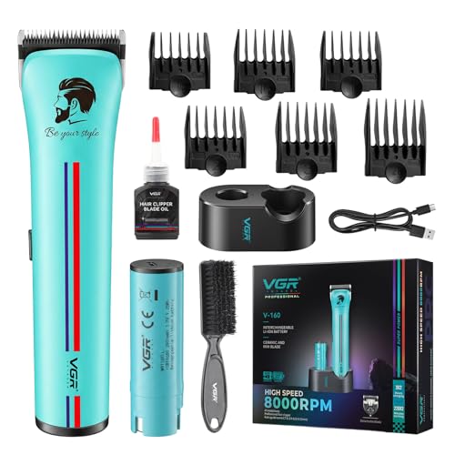 VGR 160 Cordless Hair Clippers for Men - 440min Runtime, Metal Body