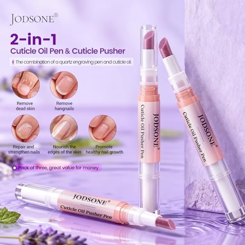 JODSONE 2-in-1 Cuticle Oil Pen & Pusher, 3 Pack