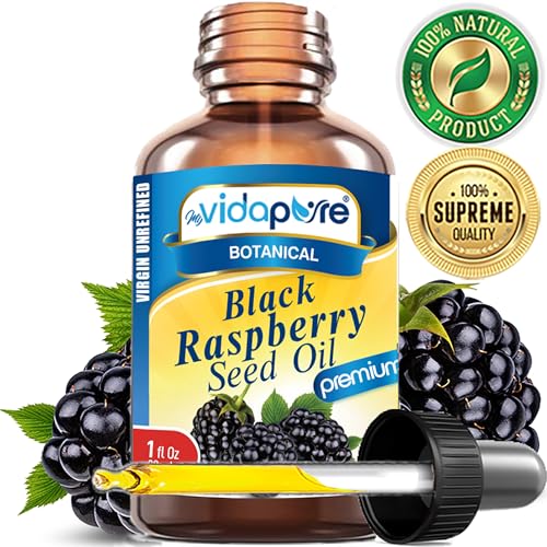 MYVIDAPURE BLACK RASPBERRY SEED OIL 100% Pure VIRGIN UNREFINED for Face, Body, Hair, Lip Care, Nails (1 Fl Oz)