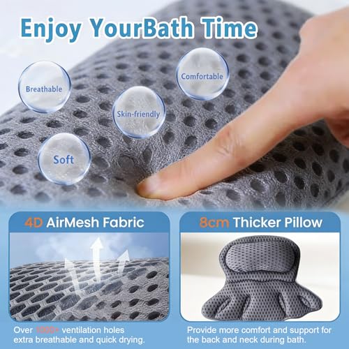 Luxury Bath Pillow with 4D Air Mesh & Suction Cups - Neck Support