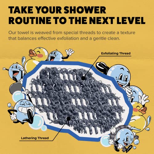 GOSHI Exfoliating Shower Towel - Long Body Scrubber for Back Acne