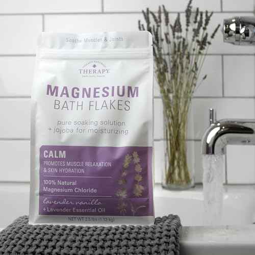 Village Naturals Therapy Calm Magnesium Bath Flakes, Lavender Vanilla Scent, 2.5 lbs