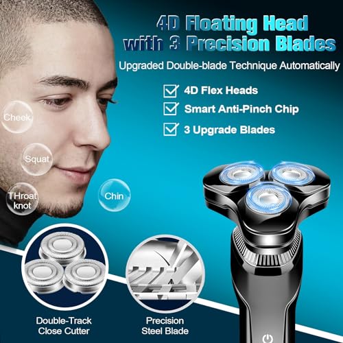 Electric Razor for Men, LED Display 100% Waterproof Cordless Razor, Wet/Dry Shaving, Electric Shaver for Men