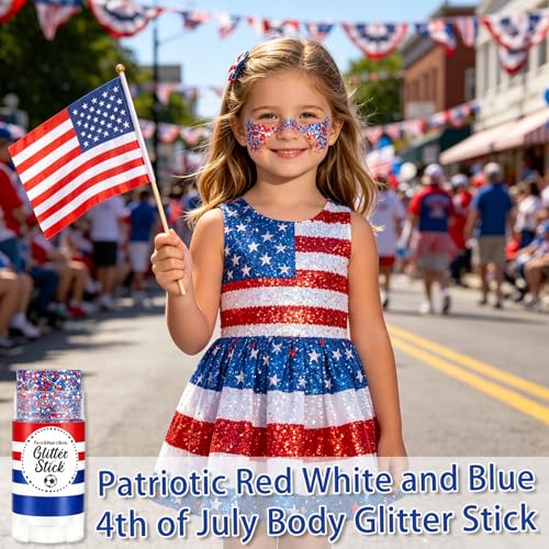 Patriotic Red White Blue Glitter Stick - 4th of July Makeup