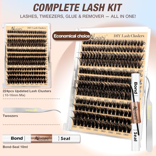 Lash Clusters Kit - 224pcs DIY Eyelash Extensions with Bond & Seal