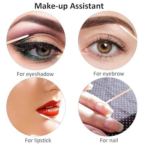 kissxiaoya 1200 Count Microblading Cotton Swab, Double Pointed Tip Swabs, Multipurpose Precision Tipped, Wood Sticks for Make up, Tattoo Permanent Supplies