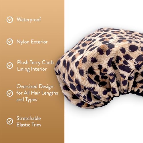 Betty Dain Waterproof Shower Cap, Reversible Oversized Terry