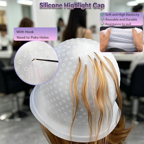 Professional Silicone Highlighting Cap Set for Hair Coloring