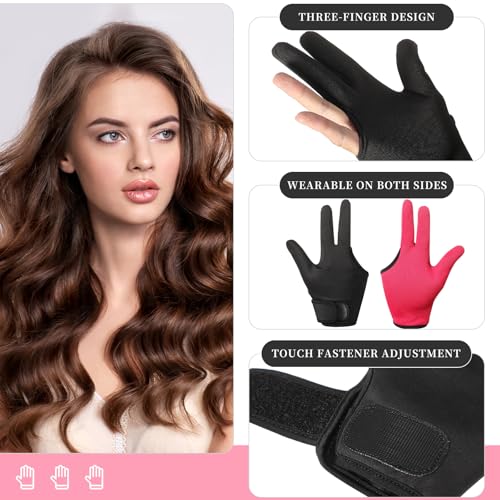 Heat Resistant Gloves for Hair Styling - 3 Finger Design (2-Pack)