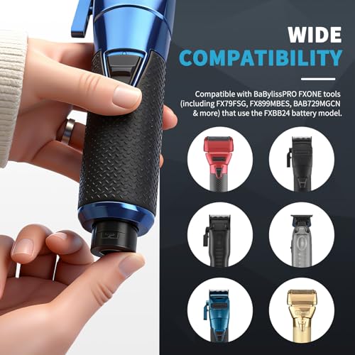 Replacement Battery Compatible with BaBylissPRO FXONE Clipper and Trimmers, for FXBB24 Lithium-ion Battery Pack with LED Indicator & Quick Release Button (2 Packs)