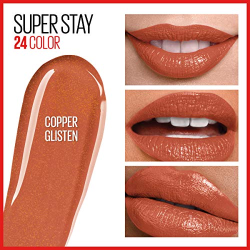 MAYBELLINE Super Stay 24 2-step Long Lasting Liquid Lipstick and Lip Balm, 910 Copper Glisten, 1 count