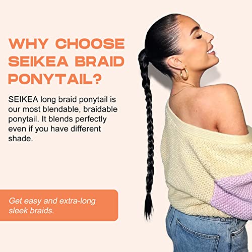 SEIKEA Braided Ponytail Extension 26" Synthetic Hair Black