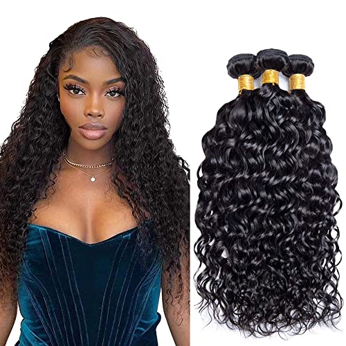 Brazilian Water Wave Human Hair Bundles - Natural Black, 24-28 Inch