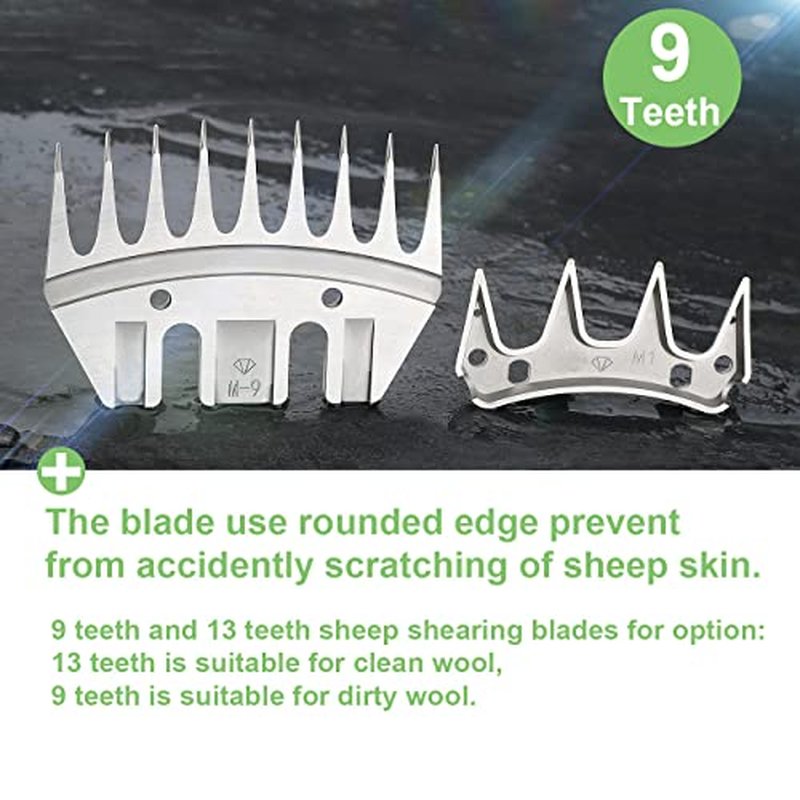 9 Tooth Sheep Shears Replacement Blades PRO Universal Blade for All Major Brands Oster GDJOB TAKEKIT BEETRO Dragro Lister Heiniger Sheep Clippers for Sheep Alpacas Goats (9 Tooth Silver)