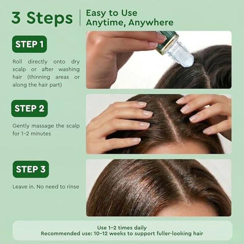 Rosemary Hair Growth Serum Roll-On with Ginger for Thinning Hair