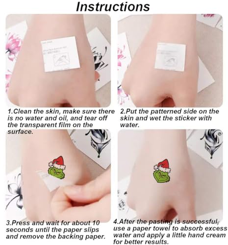 12 Sheet Christmas Temporary Tattoos, Holiday Party Favors