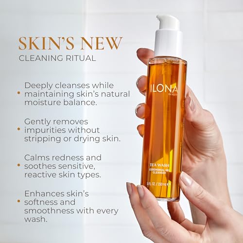 ILONA Tea Wash | Hydrating & Detoxifying Foaming Face Wash for All Skin | With Global Teas, Olive, & Oat Amino Acids | Soothing Tea Aroma | 5.0 oz.
