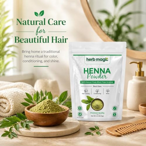 Herb Magic Pure Henna Hair Color Powder 1kg, 100% Natural Grey Coverage