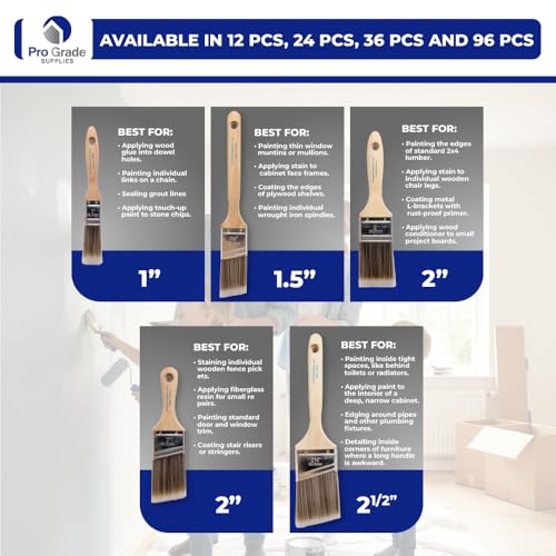 Pro Grade 5-Piece Paint Brush Set for Walls & Trim