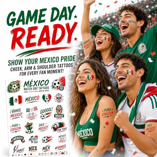 Soccer Face Tattoos - 22 Country Designs, Waterproof Game Day