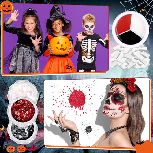 Halloween Makeup Kit 16pc with Face Paint, Glitter & Brushes