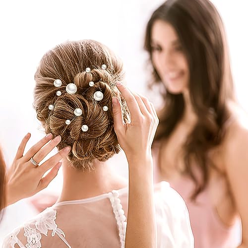 18 Pieces U-Shaped Pearl Hair Pins for Weddings in Gold
