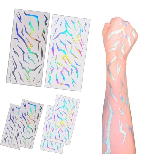 120 Demon Mark Temporary Tattoos, 6 Sheets, K-Pop Cosplay