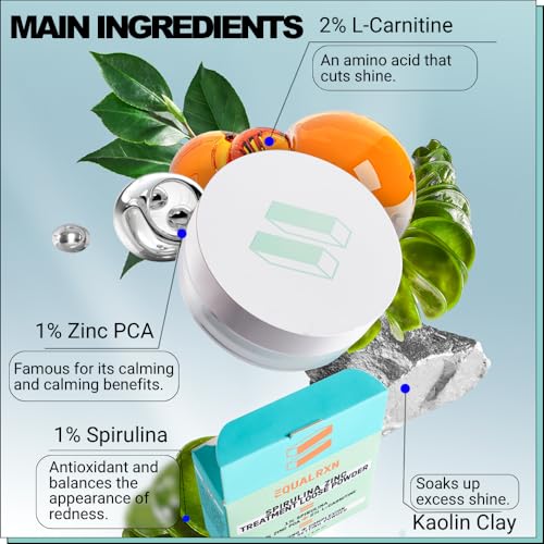 Spirulina Zinc Treatment Loose Powder - Lightweight Matte Oil Control Makeup Setting Powder with Zinc PCA & L-Carnitine for Oily Skin