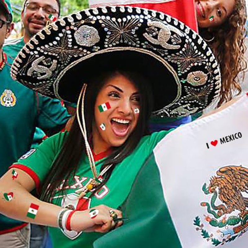 24 Sheets Mexican Flag Temporary Tattoos for Sports & Independence Day