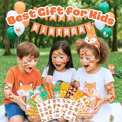 Fox Party Favors Set - 24 Slap Bracelets & 24 Temporary Tattoos