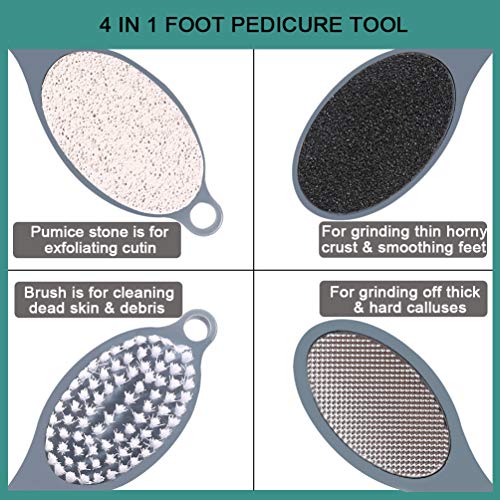 CAREHOOD 4-in-1 Foot File Callus Remover & Pedicure Scrubber Tool