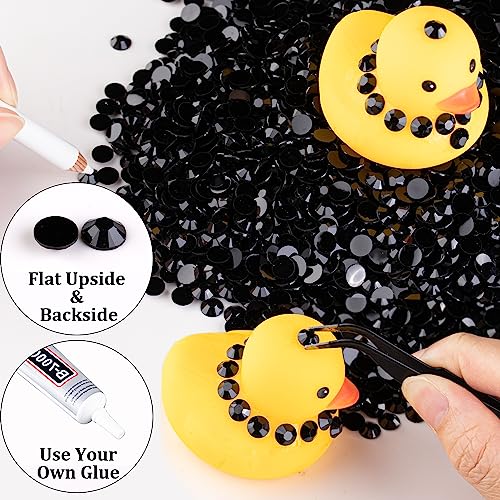 Black 3mm Resin Rhinestones Bulk Flatback Jelly Gems for Crafts & Nail Art - 5000pcs