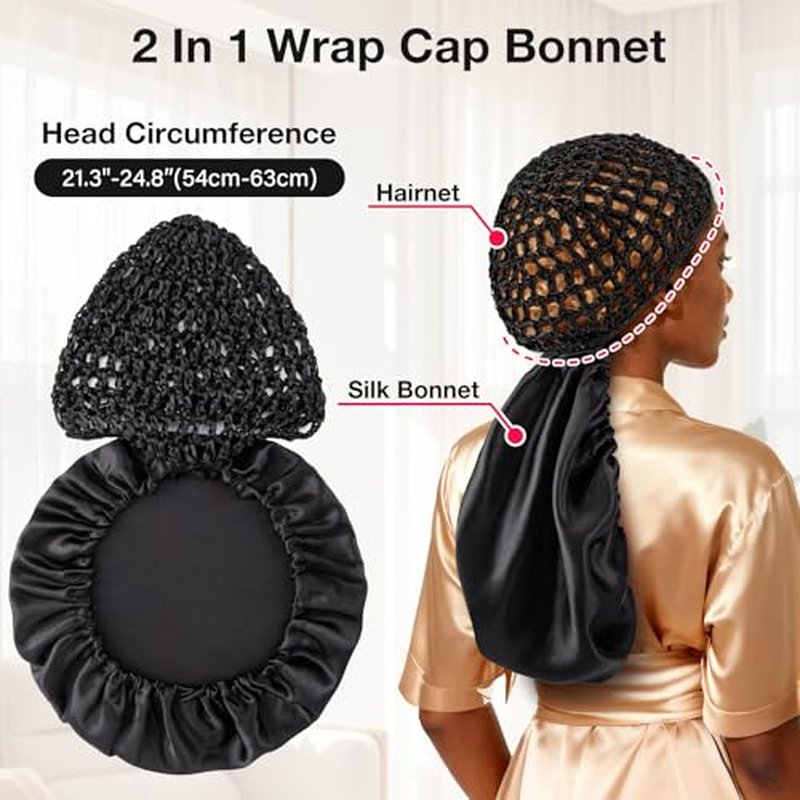 2-in-1 Reversible Silk Bonnet with Net for Curly & Natural Hair
