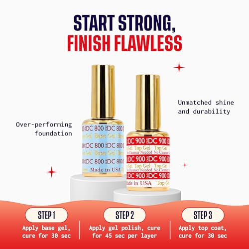 Daisy DND Gel Base Coat & No Cleanse Top Coat Set for UV/LED Light