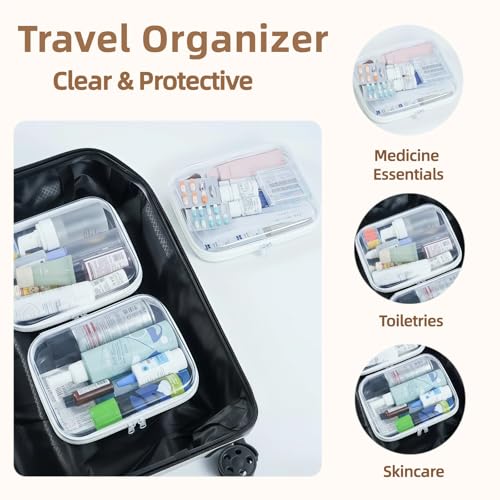 3-Pack Clear Hard Shell Zipper Pouches 7.8×6.3 inch