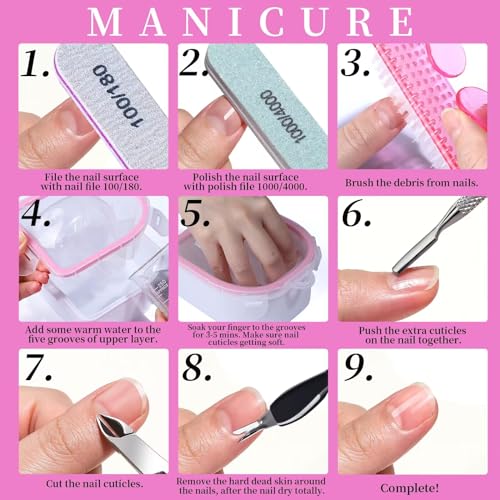 FANDAMEI Gel Nail Polish Remover Kit, Nail Soaking Bowl, Nail Soak Off Bowl, Nail Soaking Bowl For Acrylic Nails, Dip Powder Remover Tools, Nail Remover Bowl, Manicure Bowls Nail Soaking, Cuticle Kit