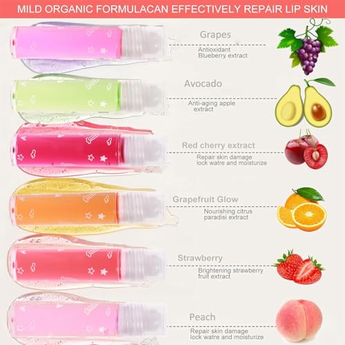 6-Piece Roll On Lip Gloss Set - Fruity Flavors