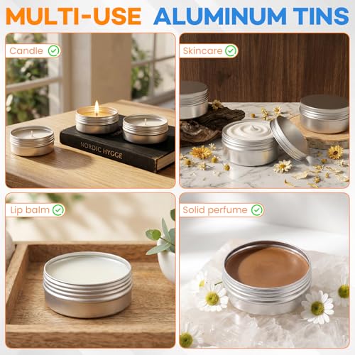 24-Pack Aluminum Tin Cans with Screw Lids - 1oz & 2oz Containers for Salves, Candles & Crafts