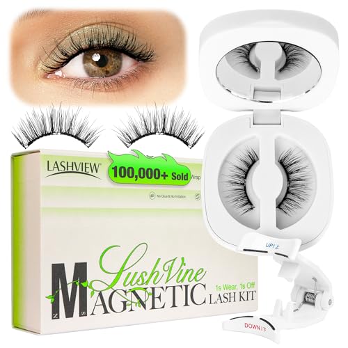 LASHVIEW Magnetic Eyelashes with Applicator - Reusable, No Glue