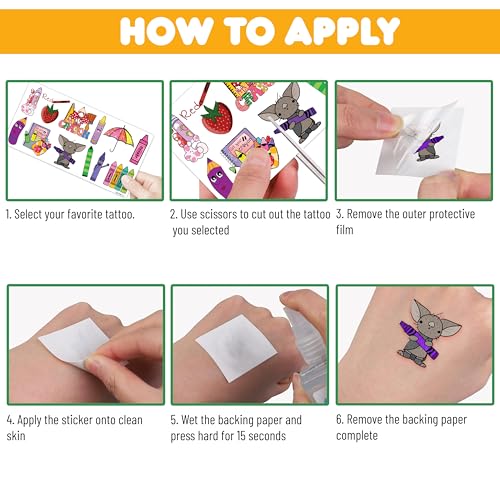 94 PCS Crayon Temporary Tattoos - Back to School Party Favors