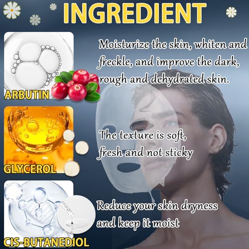 Mens Face Sheet Mask Set,Hydrating Facial Sheet Masks Combo for All Skin Types,Moisturizing Mens Face Mask Skincare Gift Set for Him,Dad,Husband & Boyfriend (10 Pcs)