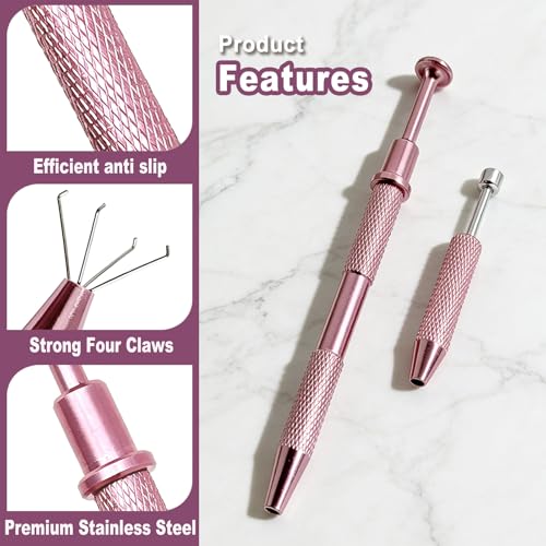 2 Pcs Piercing Jewelry Pickup Tools for Flat Back Earrings & Nose Rings - Pink