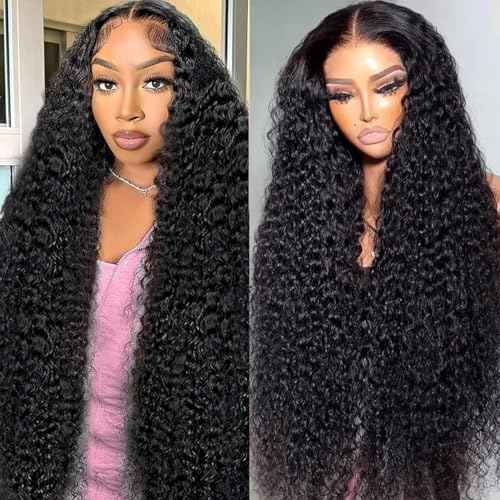 30 Inch Deep Wave Lace Front Wigs Human Hair 210 density 13x6 HD Transparent Lace Front Wigs Human Hair Glueless Wigs Human Hair Pre Plucked Deep Curly Human Hair Wig for Women