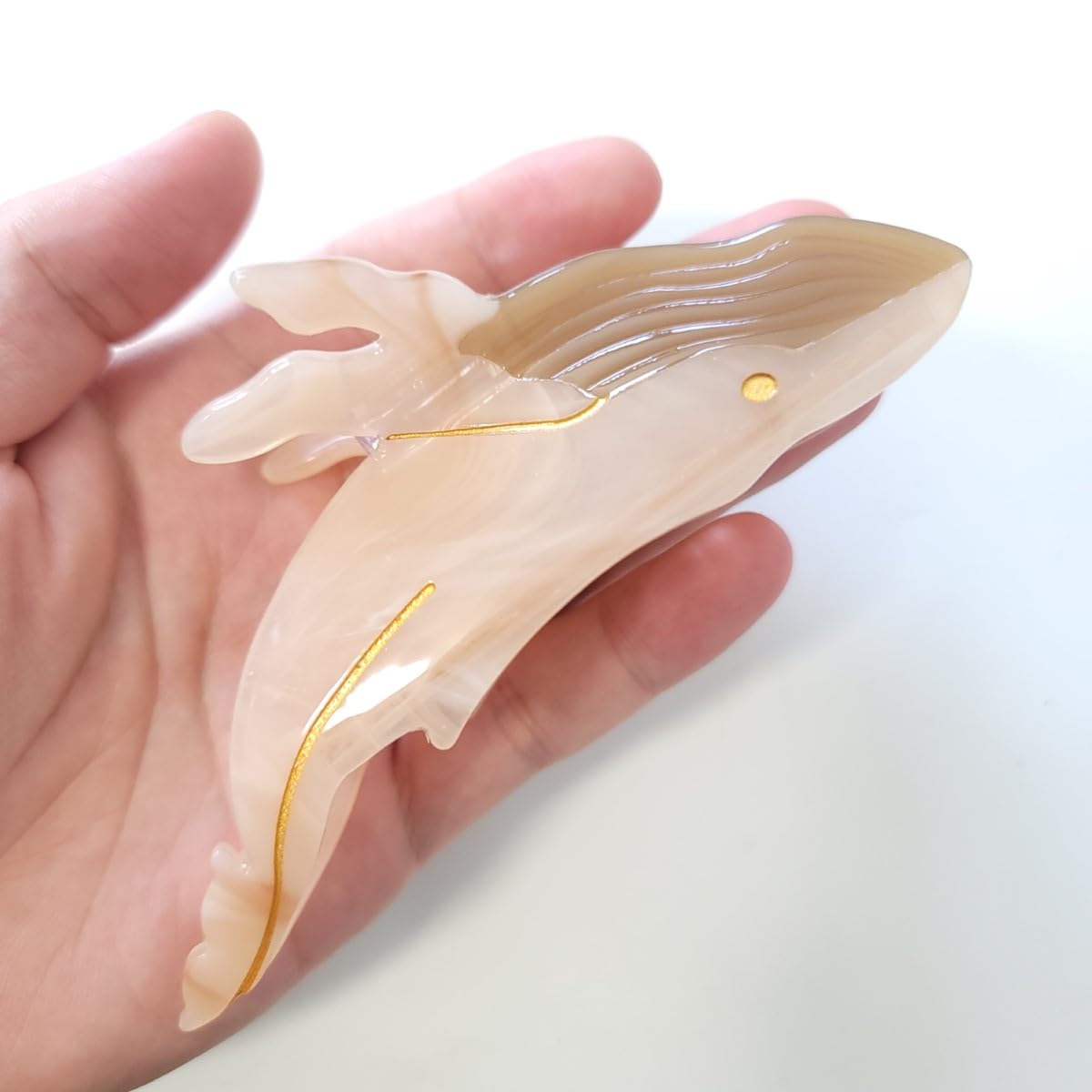 Whale Hair Clip,Cellulose Acetate Hair Clips,Big Claw Clips for Women,Hair Accessories,Beige