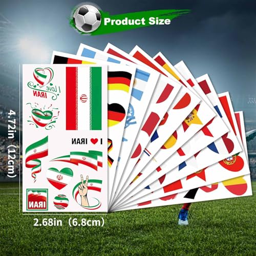 40 Pcs Iran Flag Temporary Tattoos, Waterproof Face Stickers