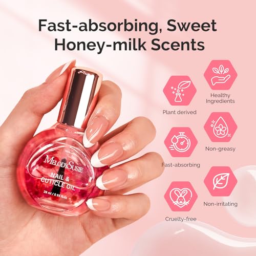 MelodySusie Rose Cuticle Oil - Hydrating Nail Repair with Real Flowers (28ml)