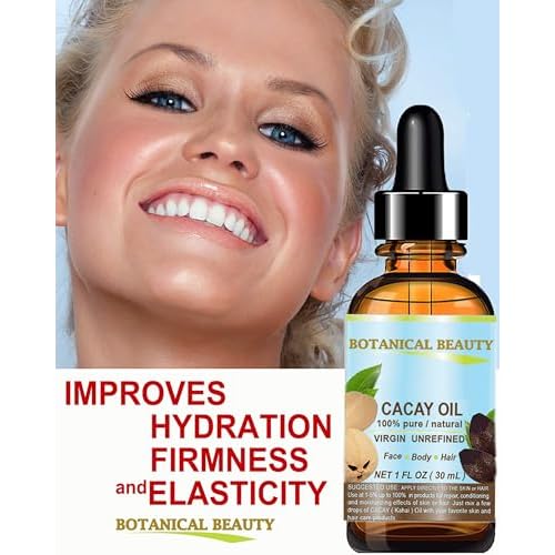 Botanical Beauty CACAY OIL 100% Pure Natural Virgin Unrefined Cold-pressed carrier oil WILD GROW 1 Fl oz 30 ml For Face, Skin, Body, Hair. Anti Wrinkle Face Oil Natural Retinol Vitamin A, Vitamin E