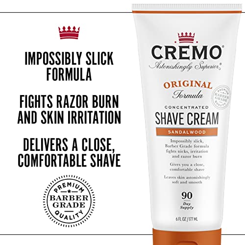 Cremo Barber Grade Sandalwood and Silver Water & Birch Shave Creams, Ultra-Slick Shaving Cream for Men Fights Nicks, Cuts and Razor Burn, 2 x 6 Fl Oz