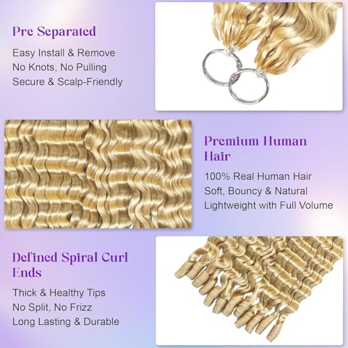 Surrku 16 Inch Blonde Human Crochet Hair - Burmese Curly Deep Wave